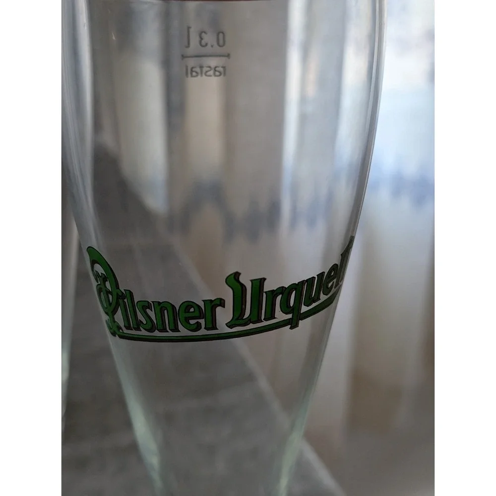 Set Of 2 New Pilsner Urquell Logo Beer Glasses, Germany Rastal, Gold Rimmed